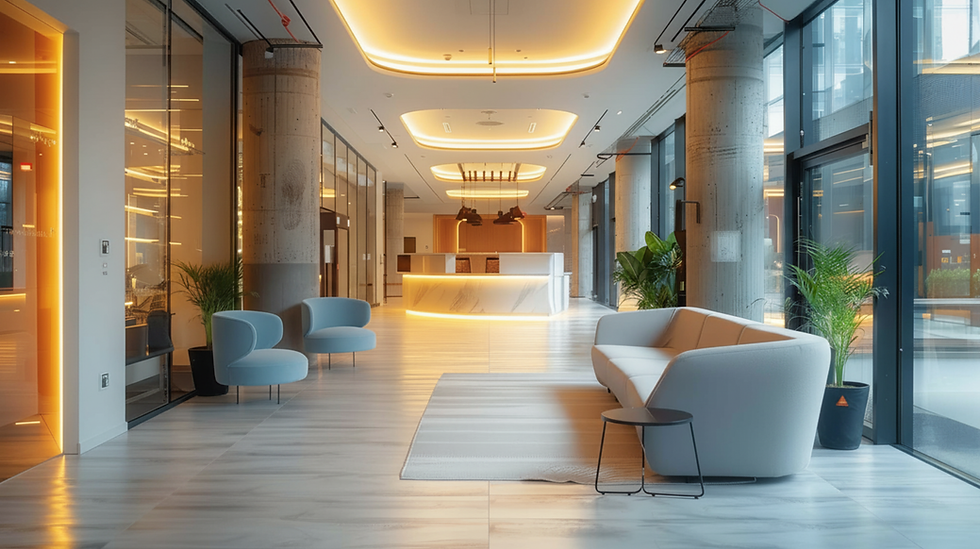 Hall d’accueil d’une résidence services sénior adaptée à l’investissement pour préparer des revenus complémentaires
